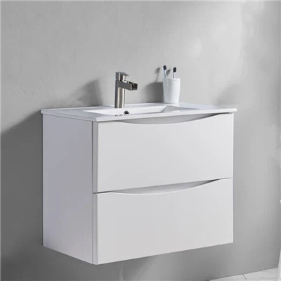 PVC borítású fehér fürdőszobai szekrény két fiókkal